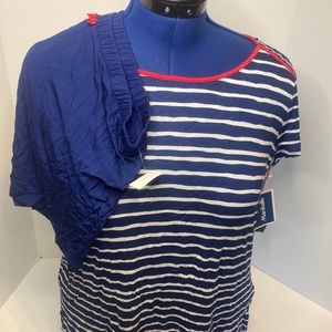 Cynthia Rowley Sleepwear Blue/White striped Top Blue Shorts Large